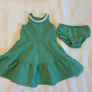 Janie and Jack Green Dress with White Accents